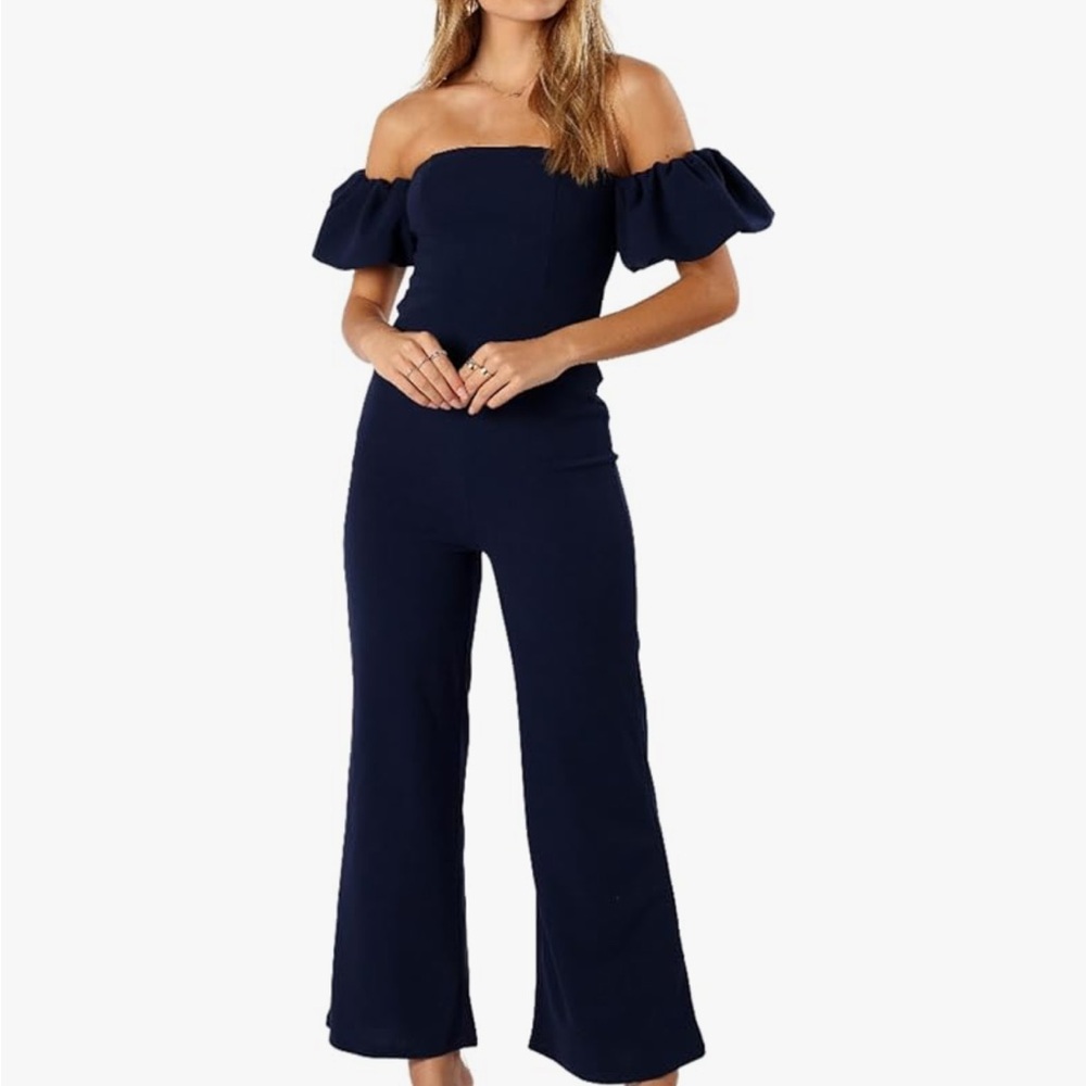 NWT Petal & Pup Blue Off-Shoulder Jumpsuit